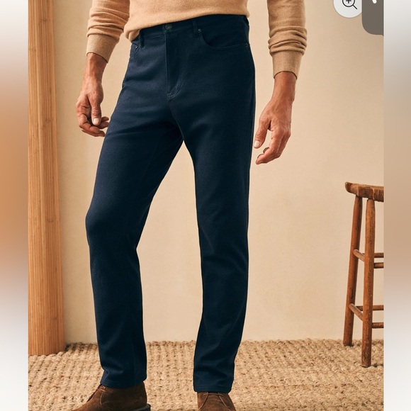 Faherty Knit Flannel 5-Pocket Pant in Navy Size 35 - Picture 1 of 8